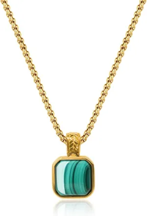 COAI Men's Stainless Steel Necklace, Crystal Necklace for Men, Tiger Eye/Malachite/Lapis Lazuli/Black Obsidian 20"/22"/24"