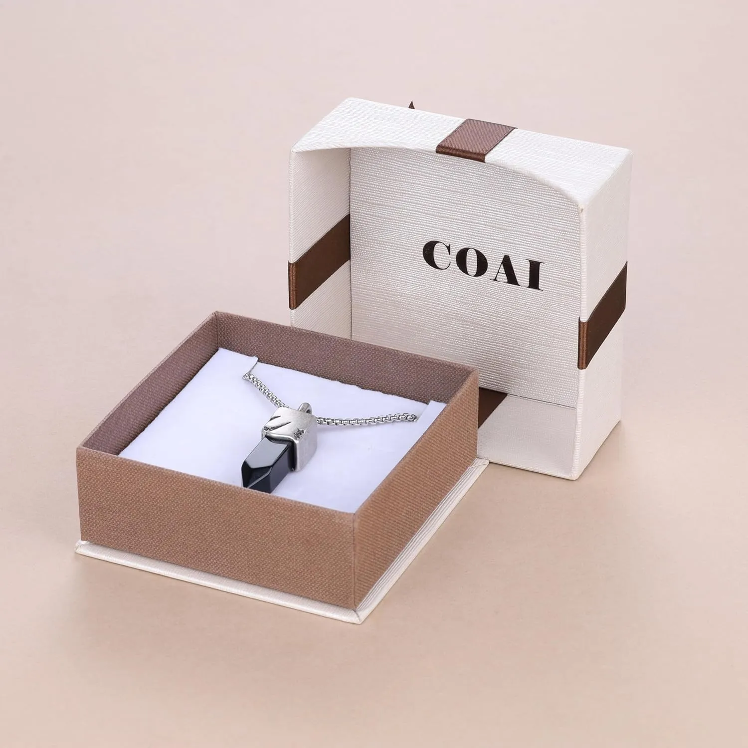 COAI Stainless Steel Chain Point Crystal Necklace for Men, Tiger Eye/Sodalite/Onyx Necklace 20"/22"/24"