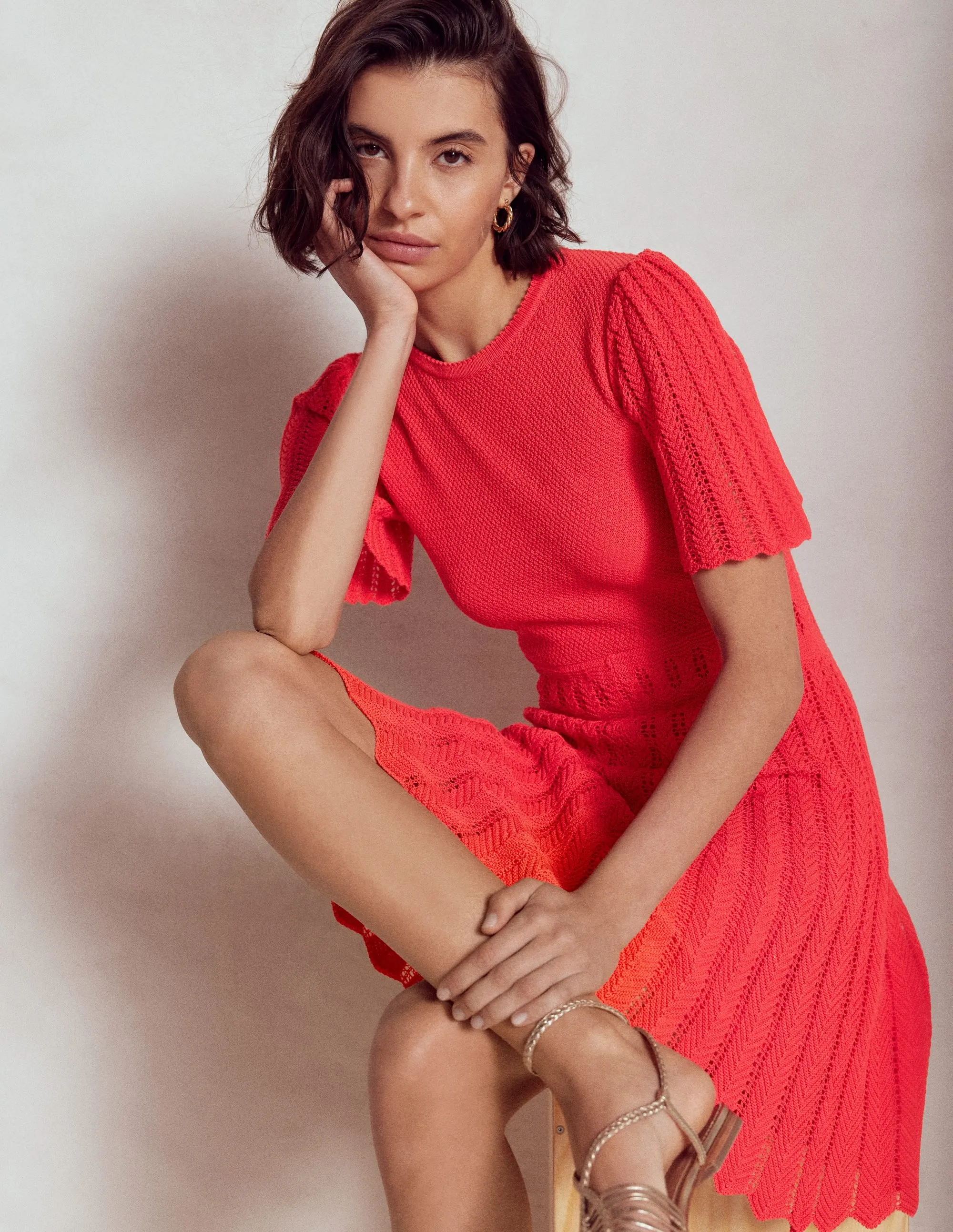 Cotton Stitch Crew Dress-Bittersweet