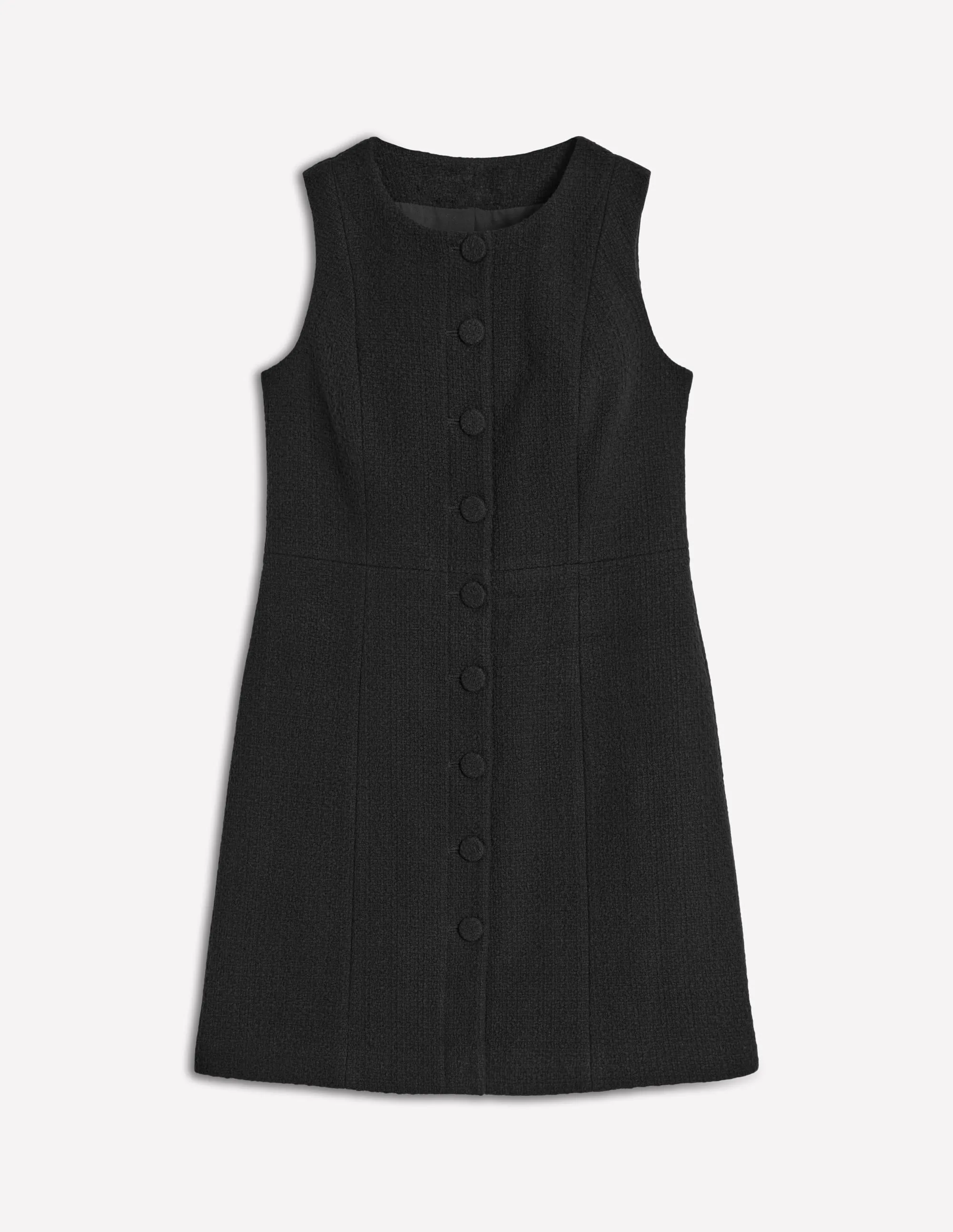 Cotton Texture Shift Dress-Black