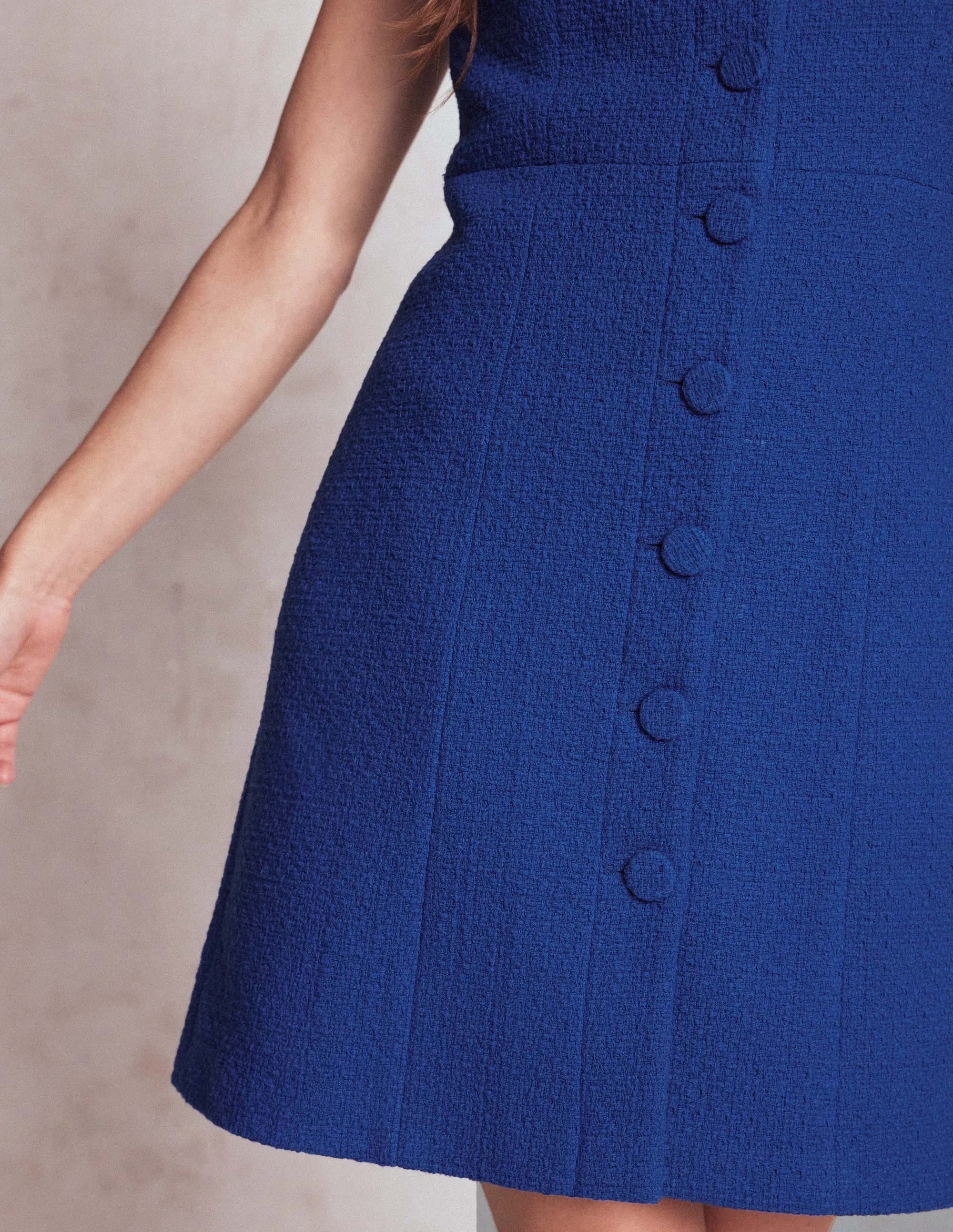 Cotton Texture Shift Dress-Gallery Blue