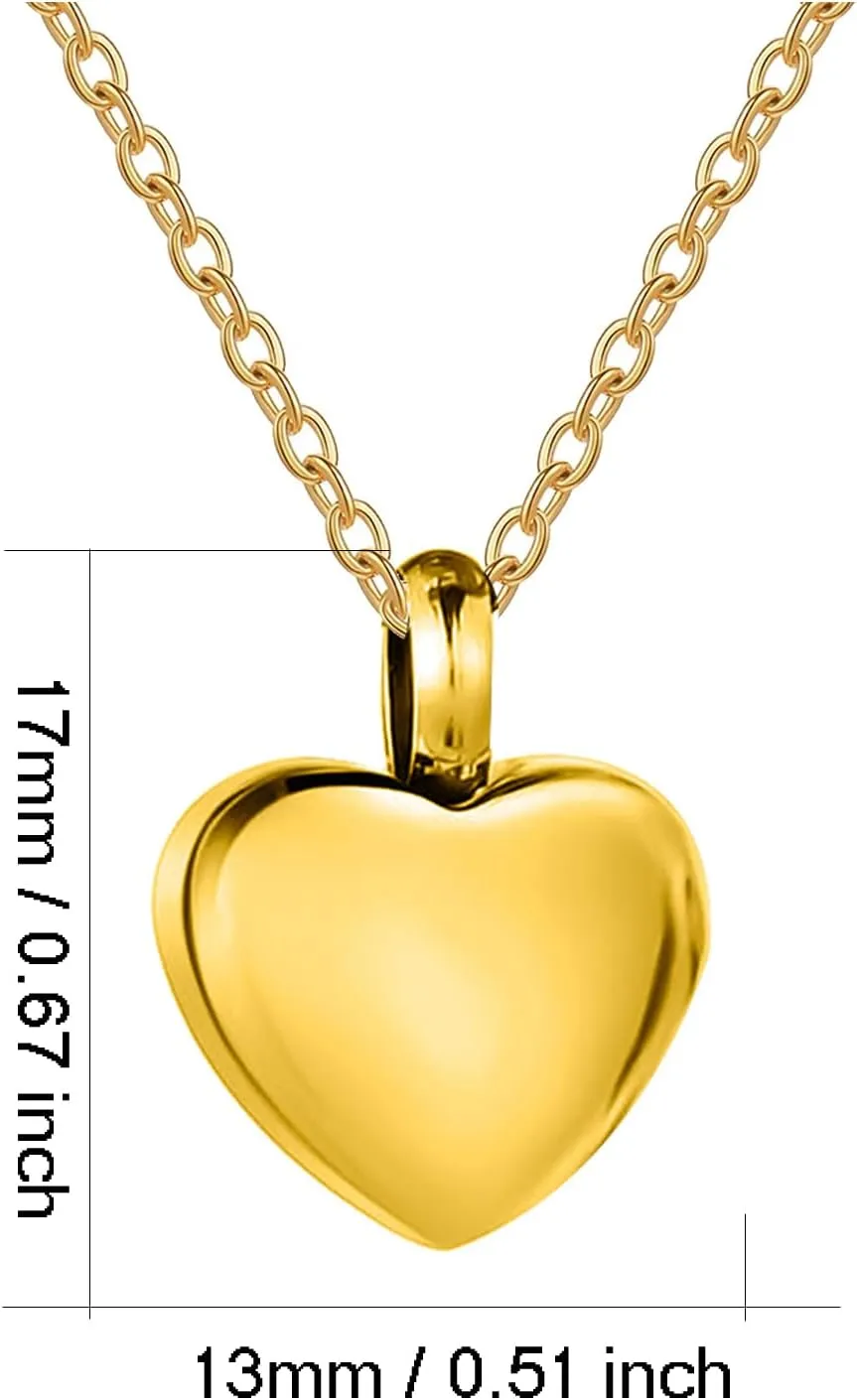 Cremation Jewelry Small Heart Urn Necklace Ashes for Women Men Keepsake Pendant Memorial Human Ash Holder