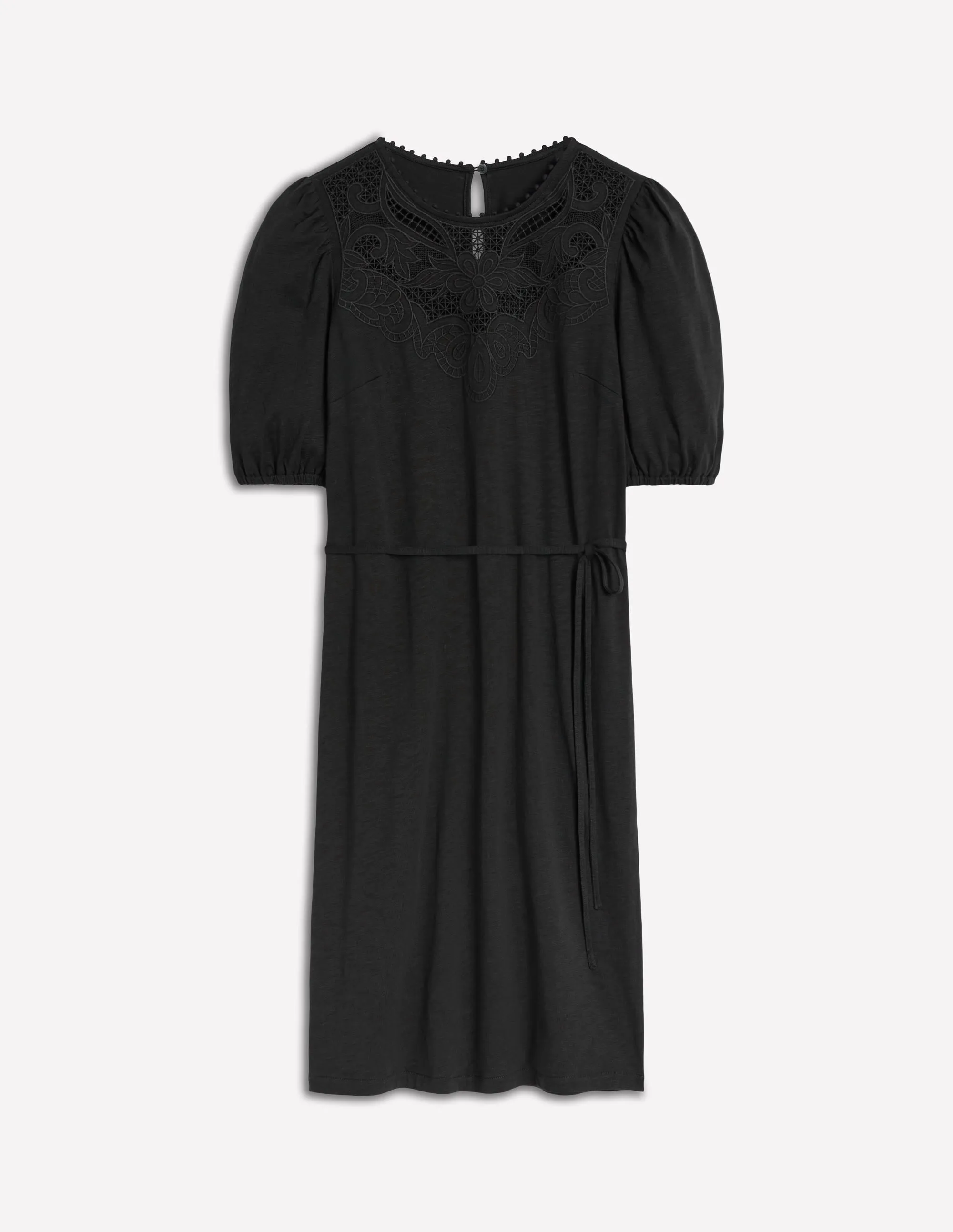 Cutwork Detail Short Dress-Black