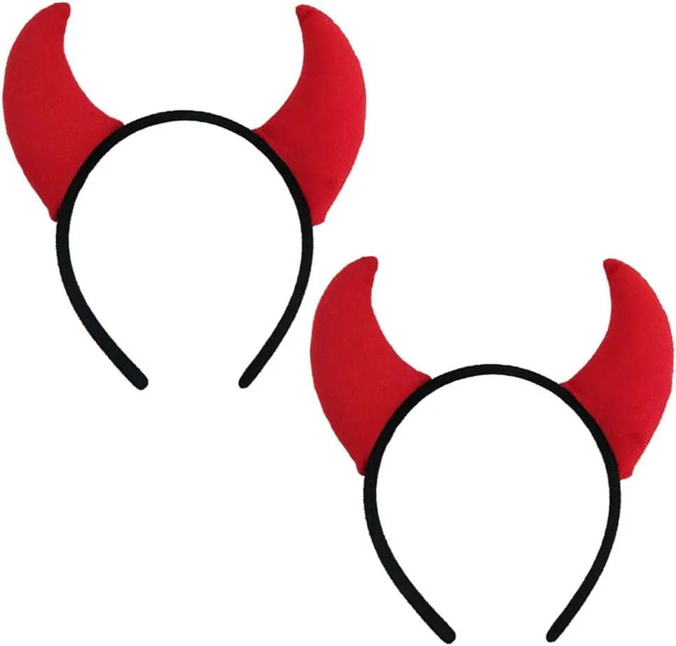 DALJIAFA Halloween Devil Headband Devil Horns Hair Bands Red Devils Ears Headpiece Women Hairband Hair Hoops Hair Accessories