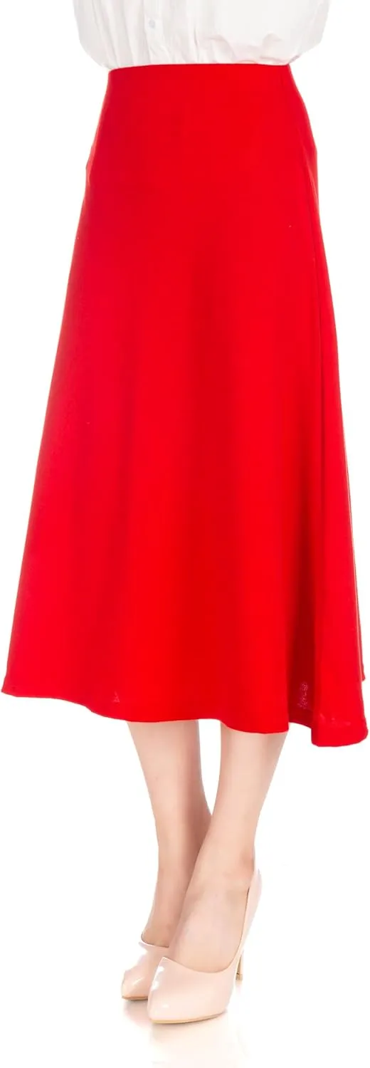 Dani's Choice Elastic Waist A-line Flared Long Skirt