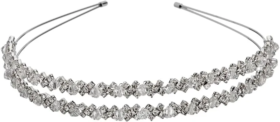 Double Layer Silver Hair Hoop Rhinestone Headband Wedding Hair Loop Hair Clasp Hair Band Bridal Hair Accessories