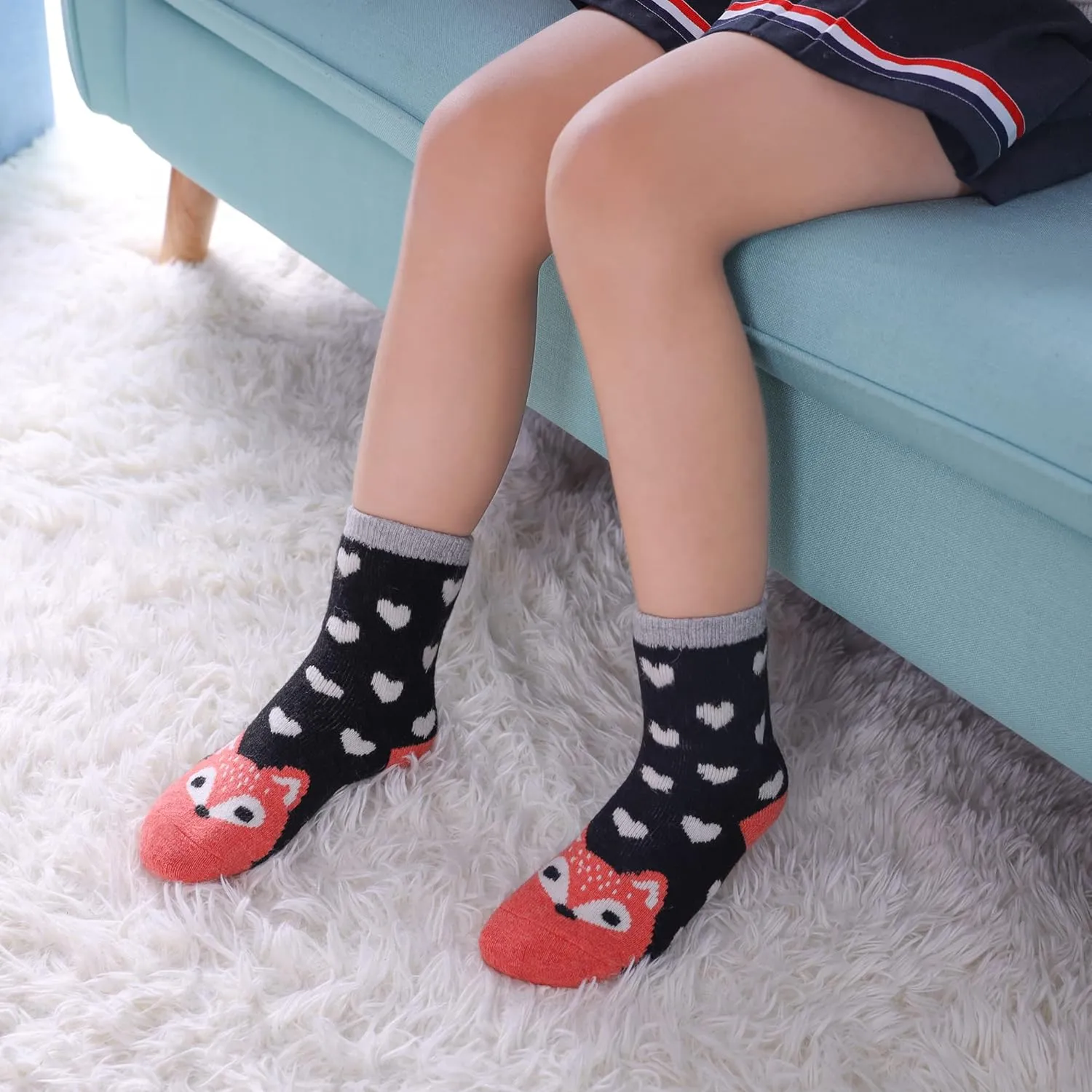 DYW Kids Merino Wool Hiking Socks Toddlers Boys Girls Winter Warm Thick Thermal Soft Cozy Crew Boot Socks 6 Pairs
