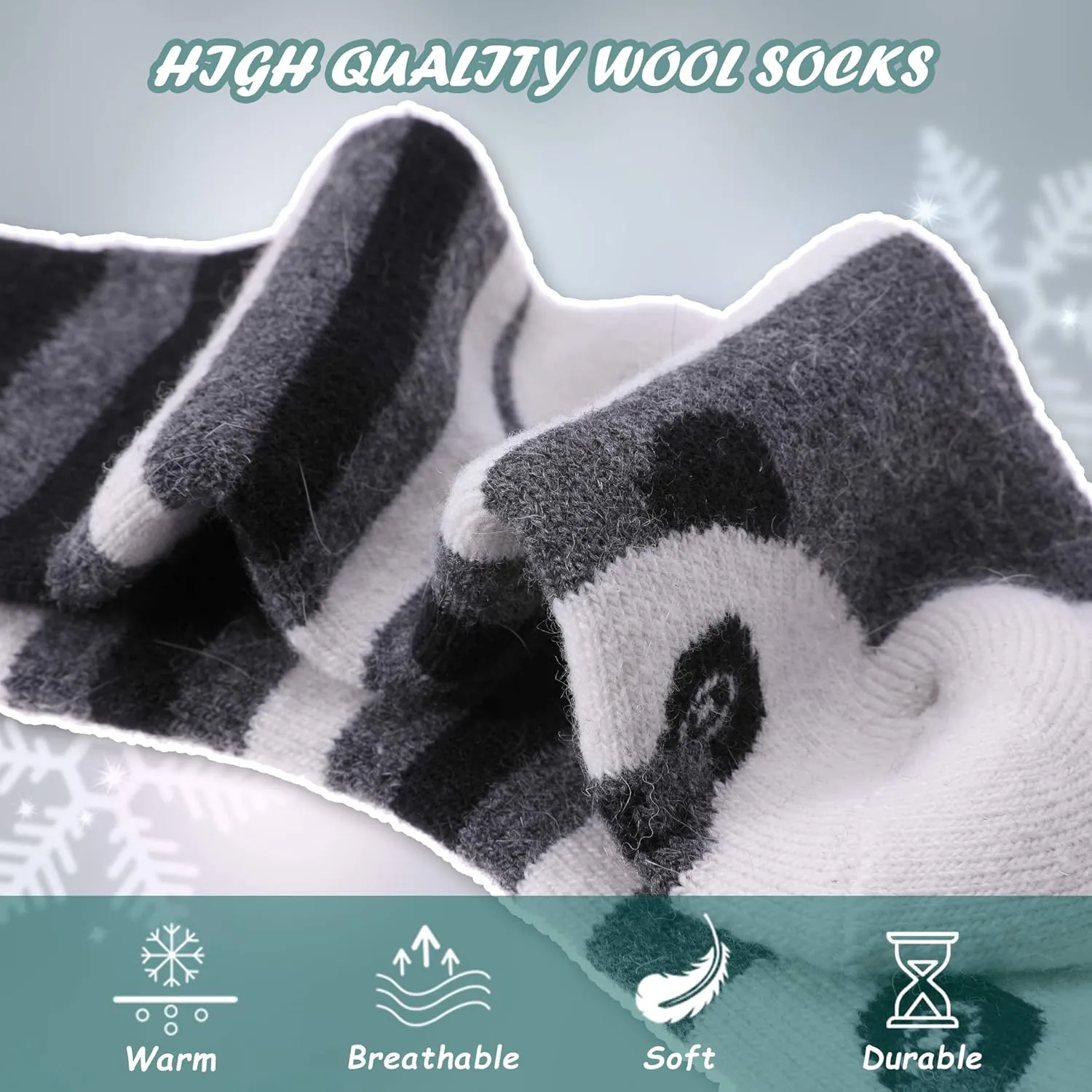 DYW Kids Merino Wool Hiking Socks Toddlers Boys Girls Winter Warm Thick Thermal Soft Cozy Crew Boot Socks 6 Pairs