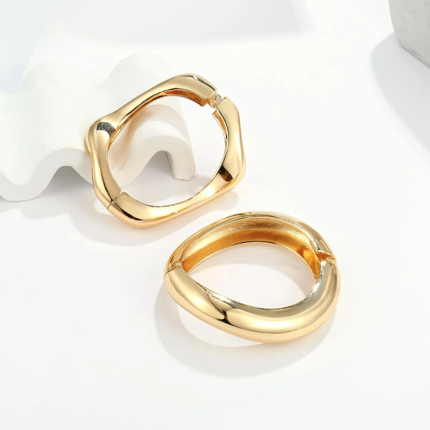 Elegance 11 designs Gold Bangles For Women Chunky Trendy Hinged Cuff Open Bracelet Wide Minimalist Bracelets Jewelry Gift