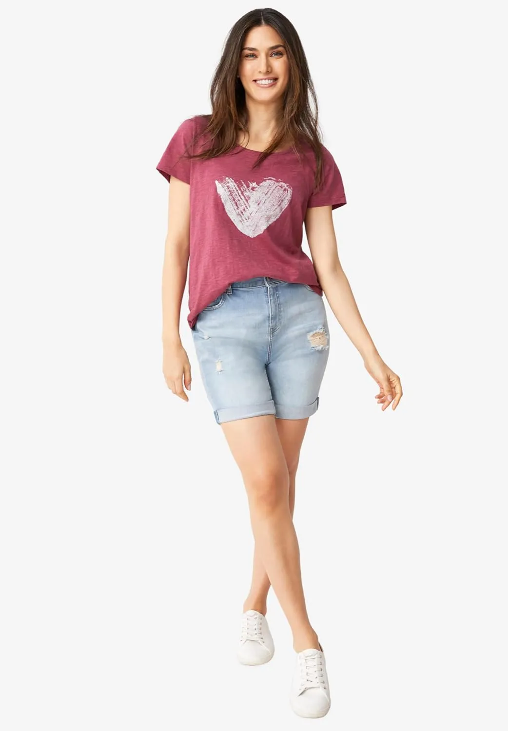 ellos Plus Size Denim Boyfriend Shorts