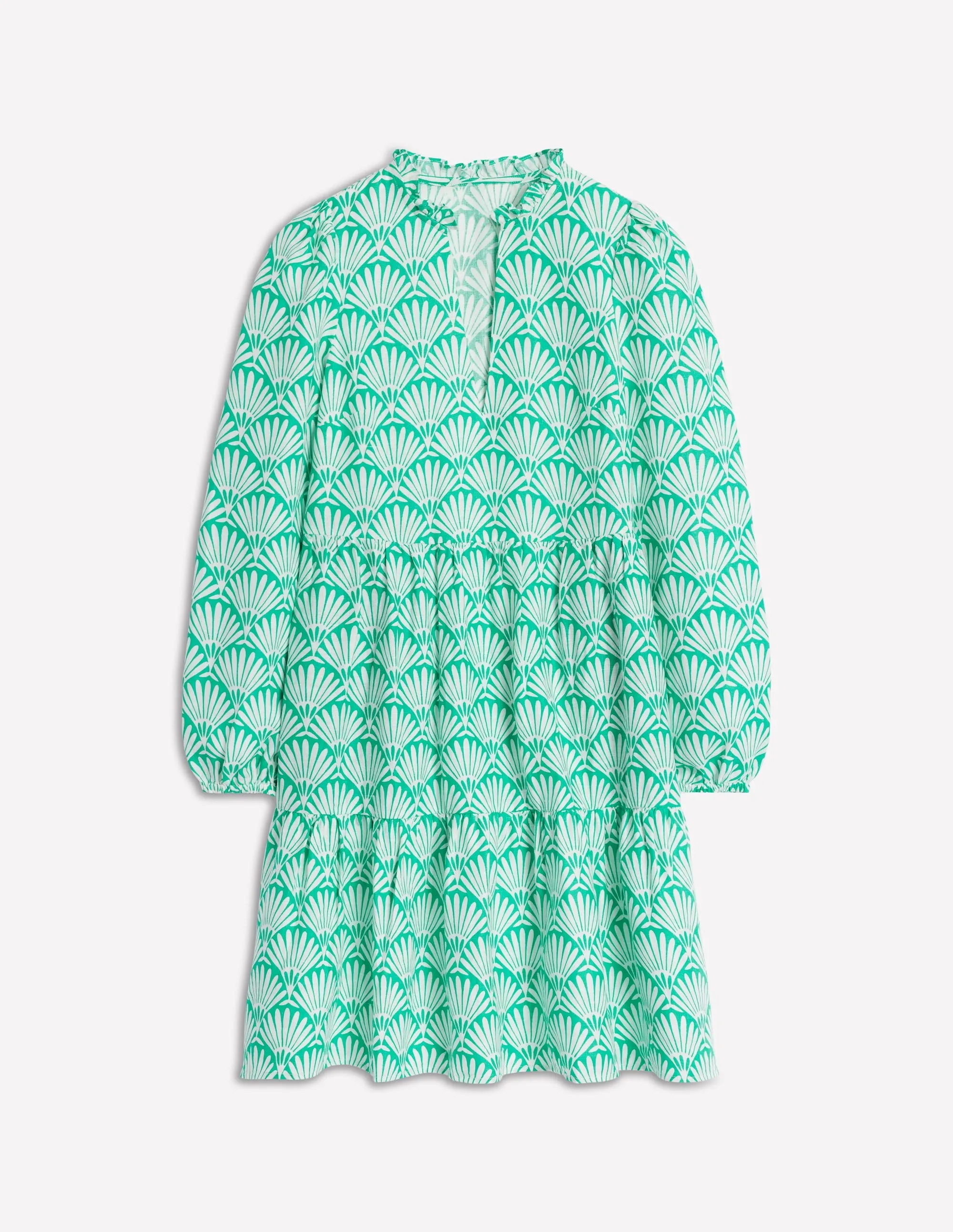 Esme Linen Short Dress-Aquamarine Blue, Deco Palm