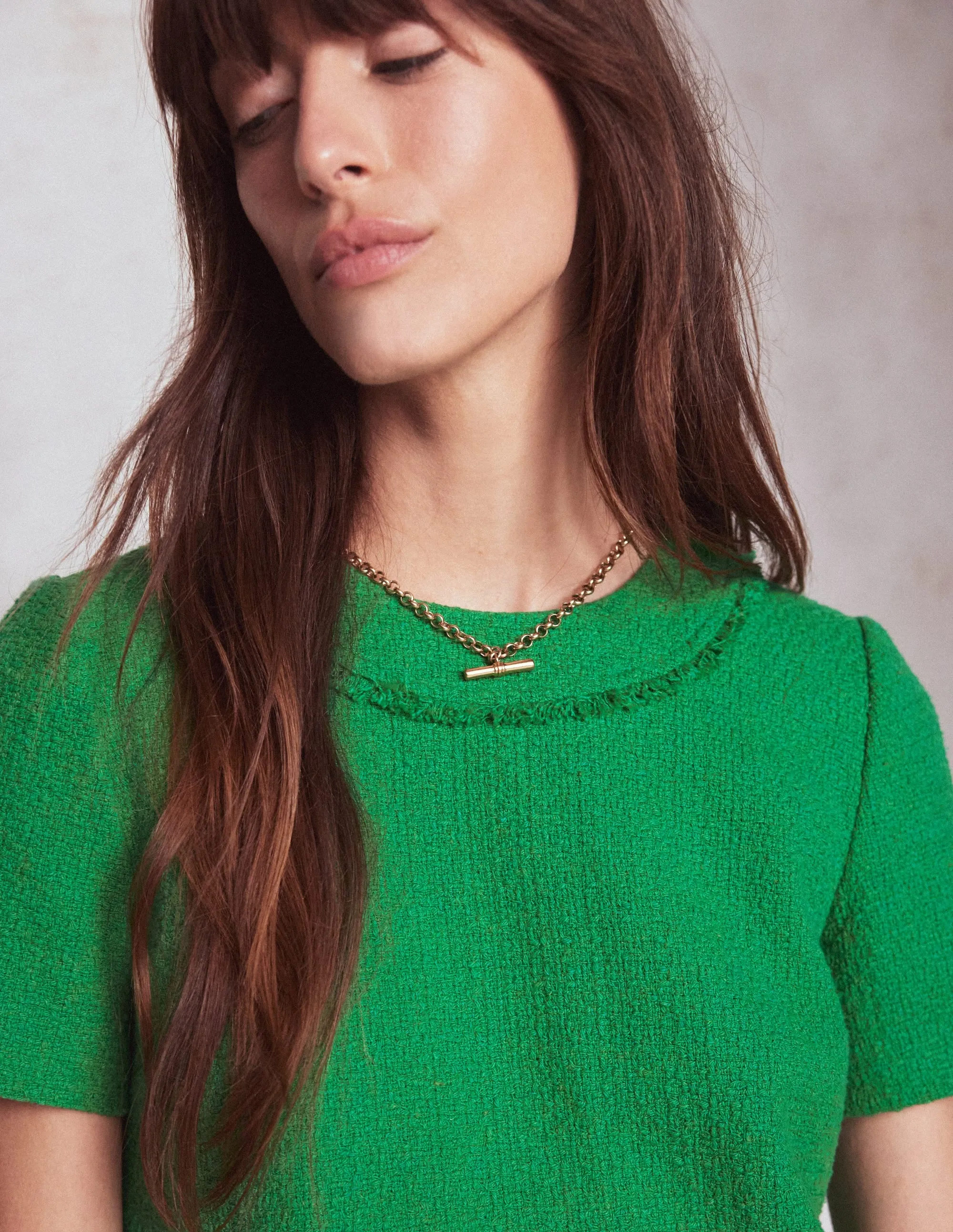Evita Cotton Shift Dress-Rich Emerald