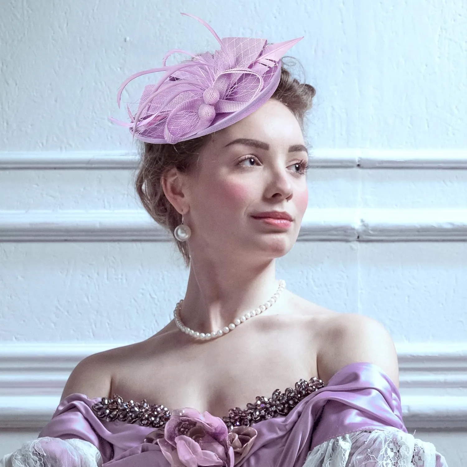 Fascinator Tea Party Hat - 2025 Derby Pillbox Kentucky Hat for Women (7.87x5.9inch)