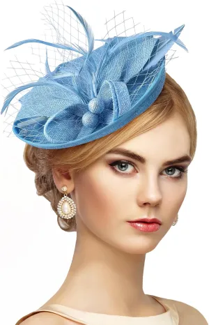 Fascinator Tea Party Hat - 2025 Derby Pillbox Kentucky Hat for Women (7.87x5.9inch)