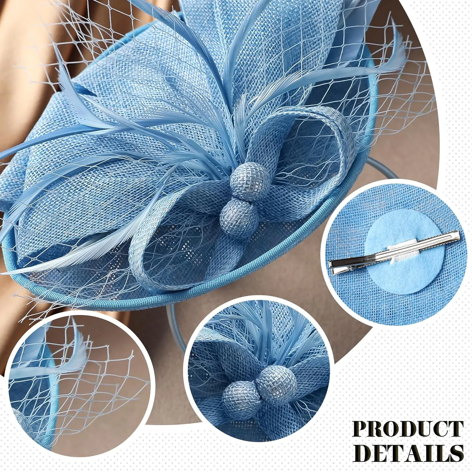 Fascinator Tea Party Hat - 2025 Derby Pillbox Kentucky Hat for Women (7.87x5.9inch)