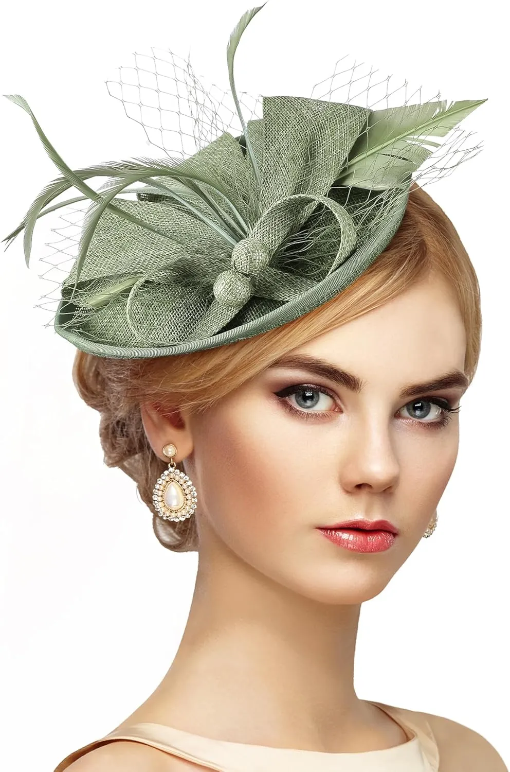 Fascinator Tea Party Hat - 2025 Derby Pillbox Kentucky Hat for Women (7.87x5.9inch)