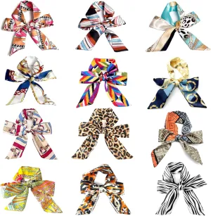 Fashion Scarf Handle Bag Hair Tie Headband, 12Pcs Neckerchief Package Hair Head Band for Purse Decor, Neck Scarf Skinny Scarfs for Women Hair Bracelet