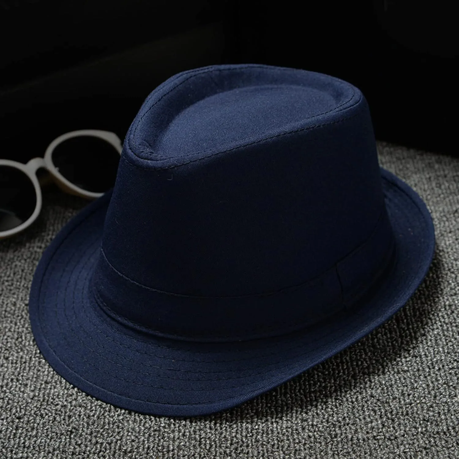 Fashion Unisex Classic Black Fedora Flat Hat, Wide Brim Jazz Hats Church Cap for Women and Men