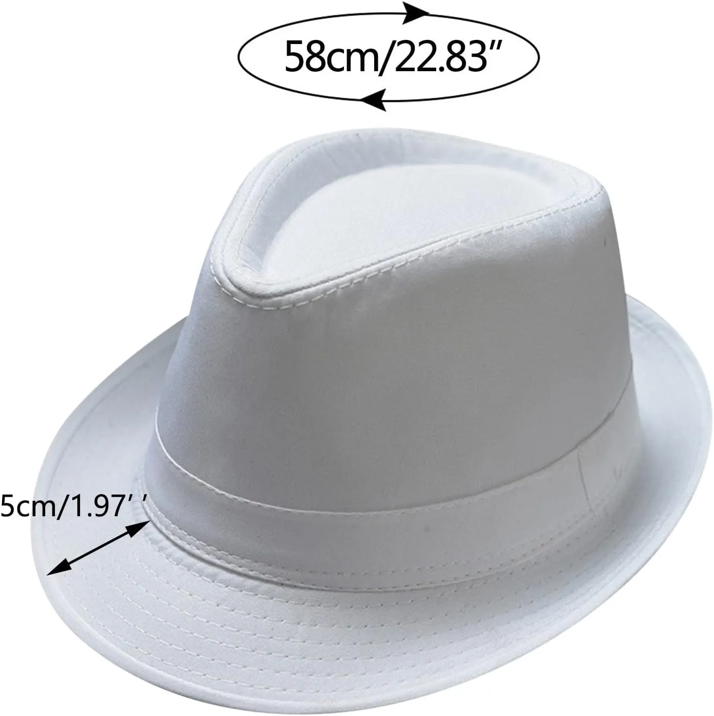 Fashion Unisex Classic Black Fedora Flat Hat, Wide Brim Jazz Hats Church Cap for Women and Men