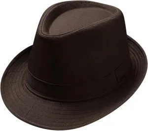 Fashion Unisex Classic Black Fedora Flat Hat, Wide Brim Jazz Hats Church Cap for Women and Men