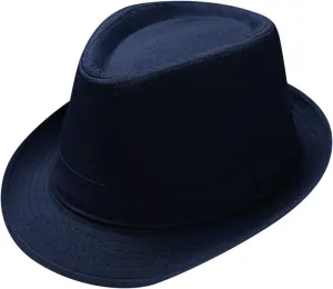 Fashion Unisex Classic Black Fedora Flat Hat, Wide Brim Jazz Hats Church Cap for Women and Men