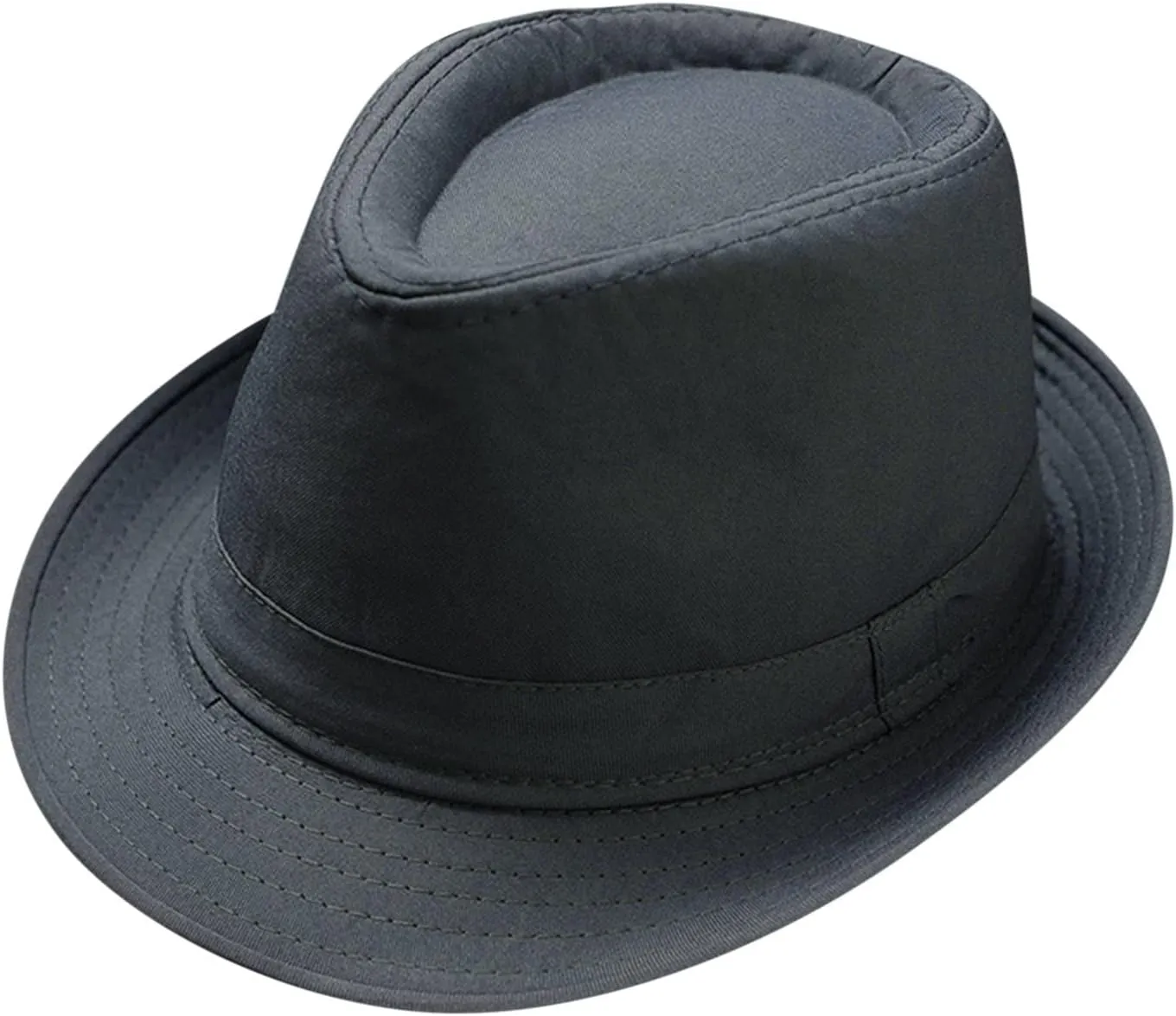 Fashion Unisex Classic Black Fedora Flat Hat, Wide Brim Jazz Hats Church Cap for Women and Men