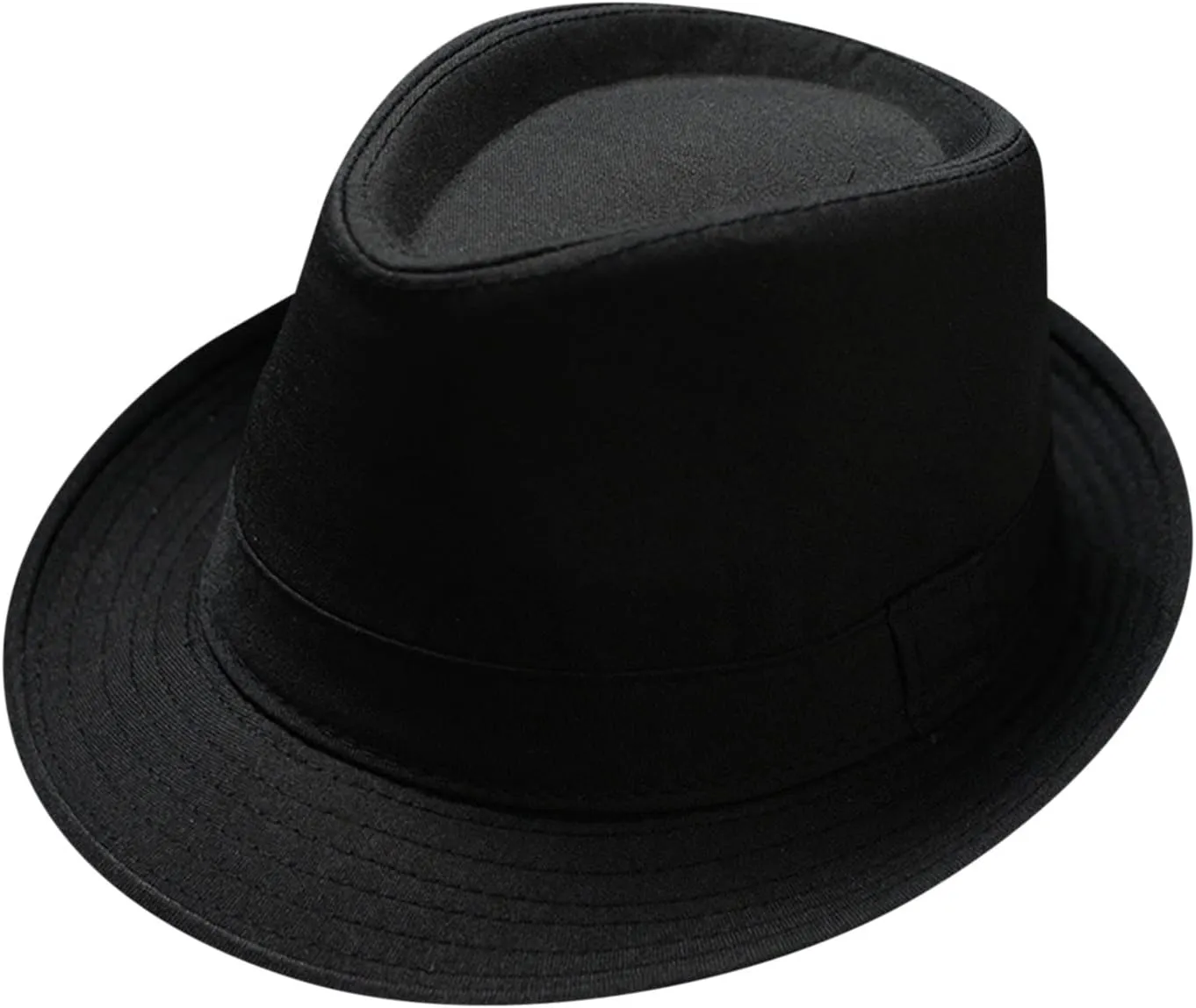 Fashion Unisex Classic Black Fedora Flat Hat, Wide Brim Jazz Hats Church Cap for Women and Men