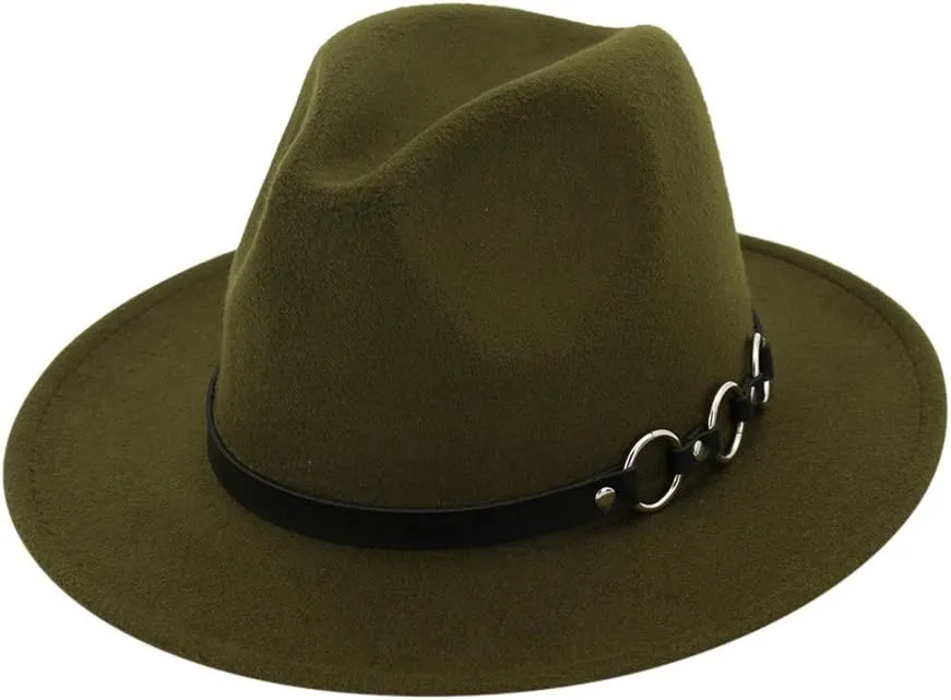 Fedora Hats for Men Women Wide Brim Fedora Panama Hat Men's Dress Hats with Belt Buckle