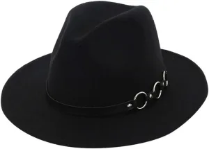 Fedora Hats for Men Women Wide Brim Fedora Panama Hat Men's Dress Hats with Belt Buckle