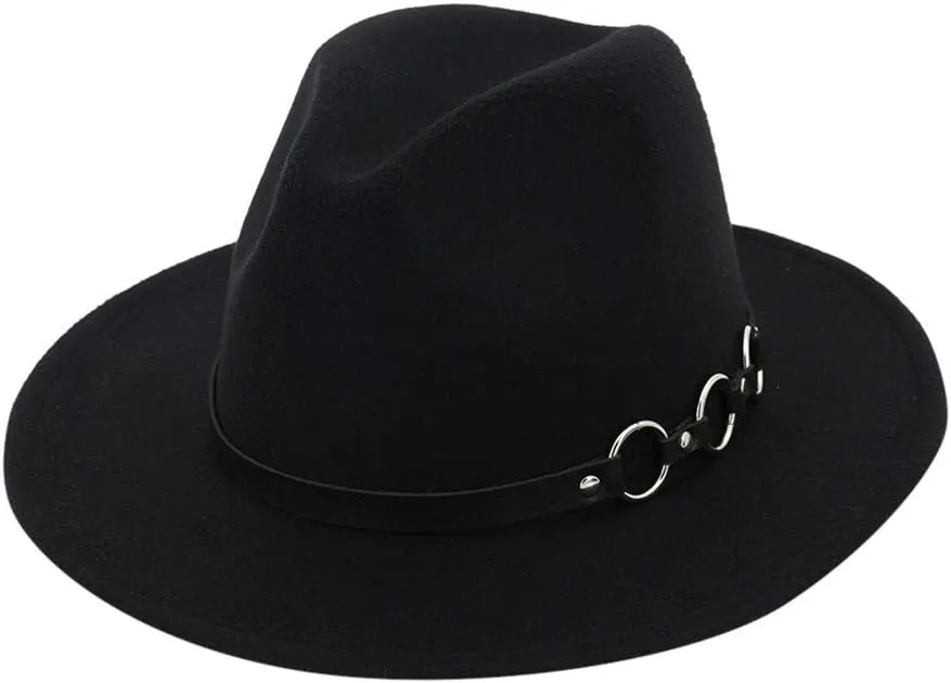 Fedora Hats for Men Women Wide Brim Fedora Panama Hat Men's Dress Hats with Belt Buckle