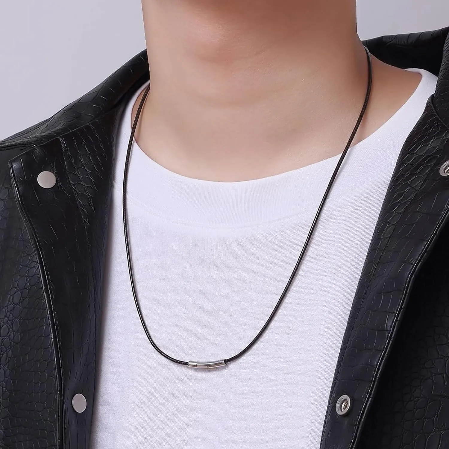 Fiusem iusem Black/Brown Braided String Cord Necklace for Men, 2/3MM Waterproof Leather Cord Chain, Mens Necklace 16-28 Inch