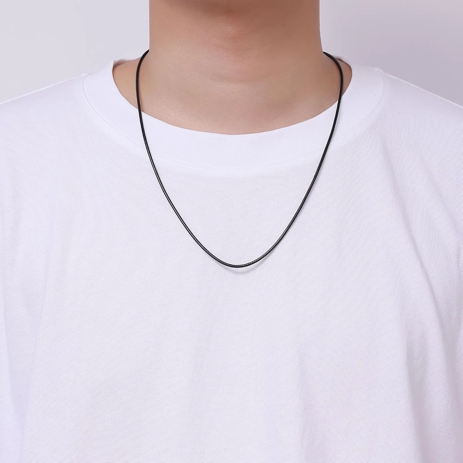 Fiusem iusem Black/Brown Braided String Cord Necklace for Men, 2/3MM Waterproof Leather Cord Chain, Mens Necklace 16-28 Inch