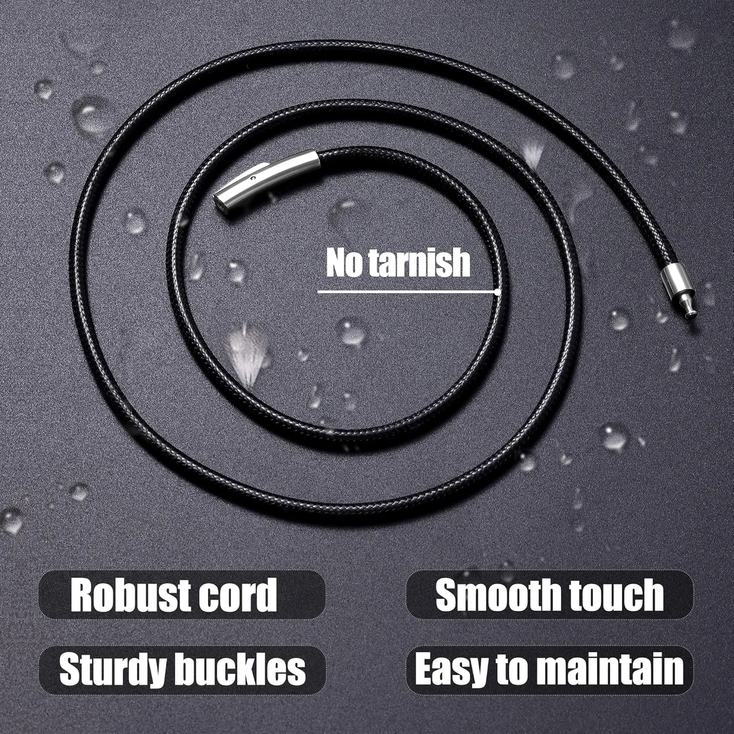 Fiusem iusem Black/Brown Braided String Cord Necklace for Men, 2/3MM Waterproof Leather Cord Chain, Mens Necklace 16-28 Inch