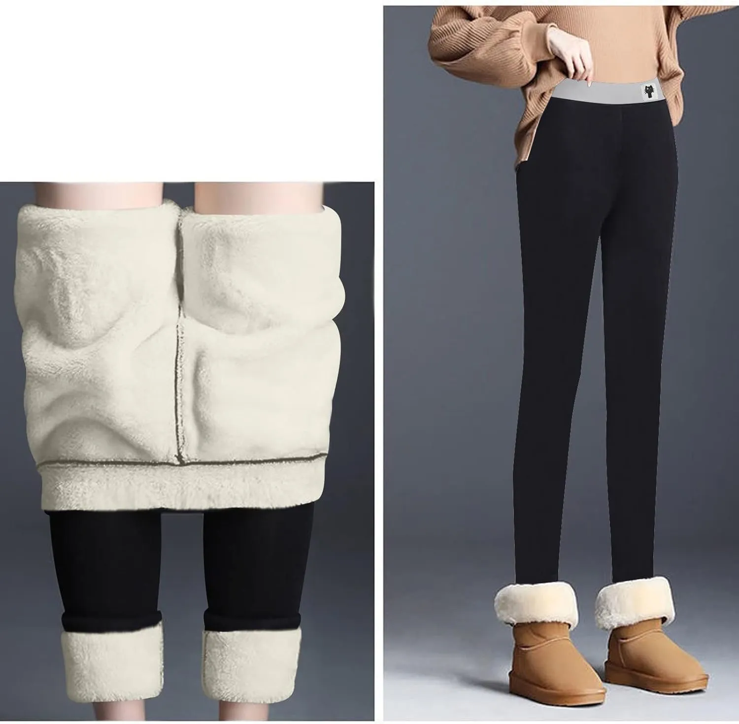 Fleece Lined Leggings for Women Thermal Tights High Waisted Soft Warm Sherpa Lined Lounge Winter Yoga Pants