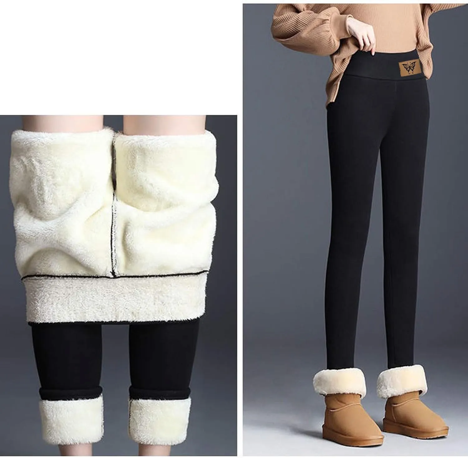Fleece Lined Leggings for Women Thermal Tights High Waisted Soft Warm Sherpa Lined Lounge Winter Yoga Pants