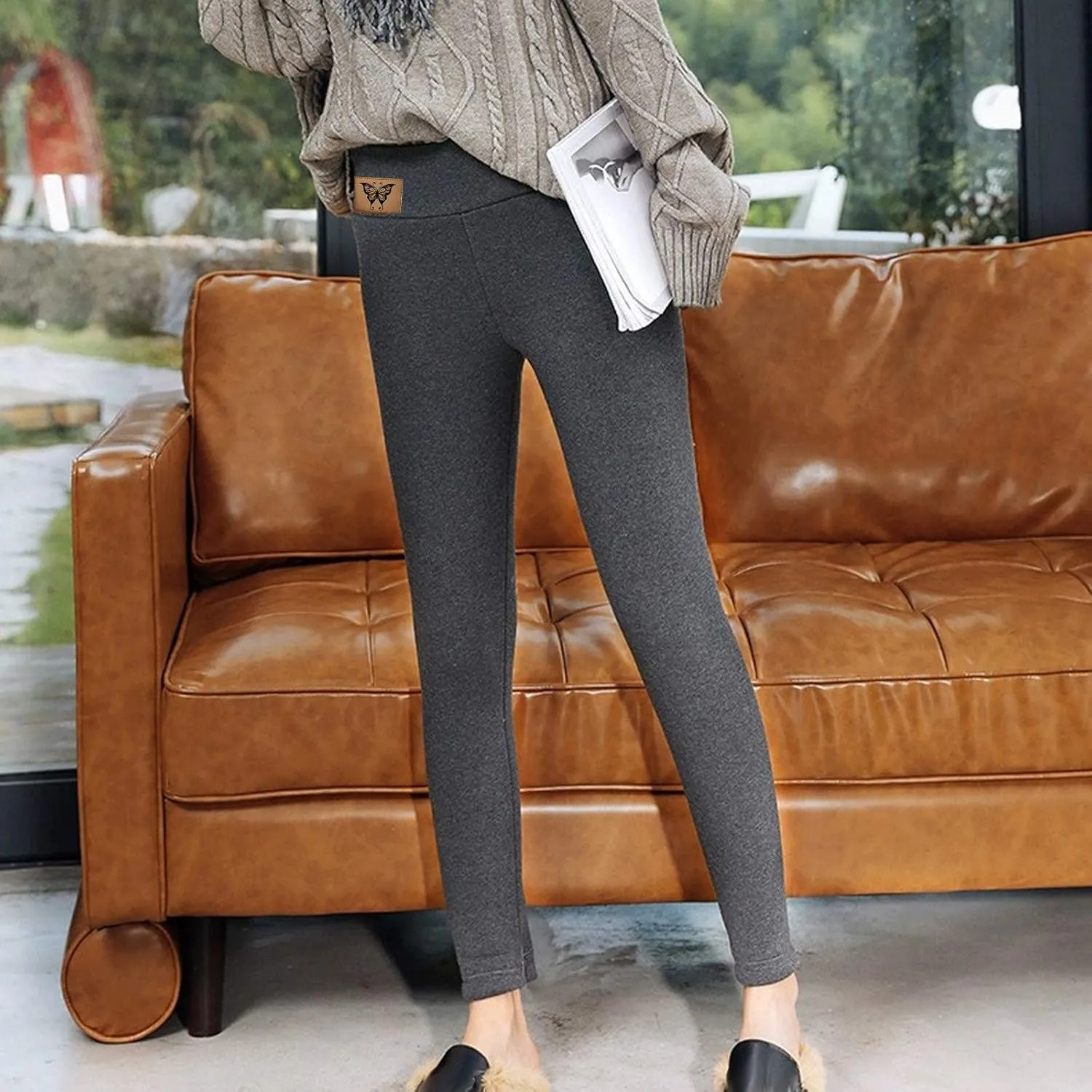 Fleece Lined Leggings for Women Thermal Tights High Waisted Soft Warm Sherpa Lined Lounge Winter Yoga Pants