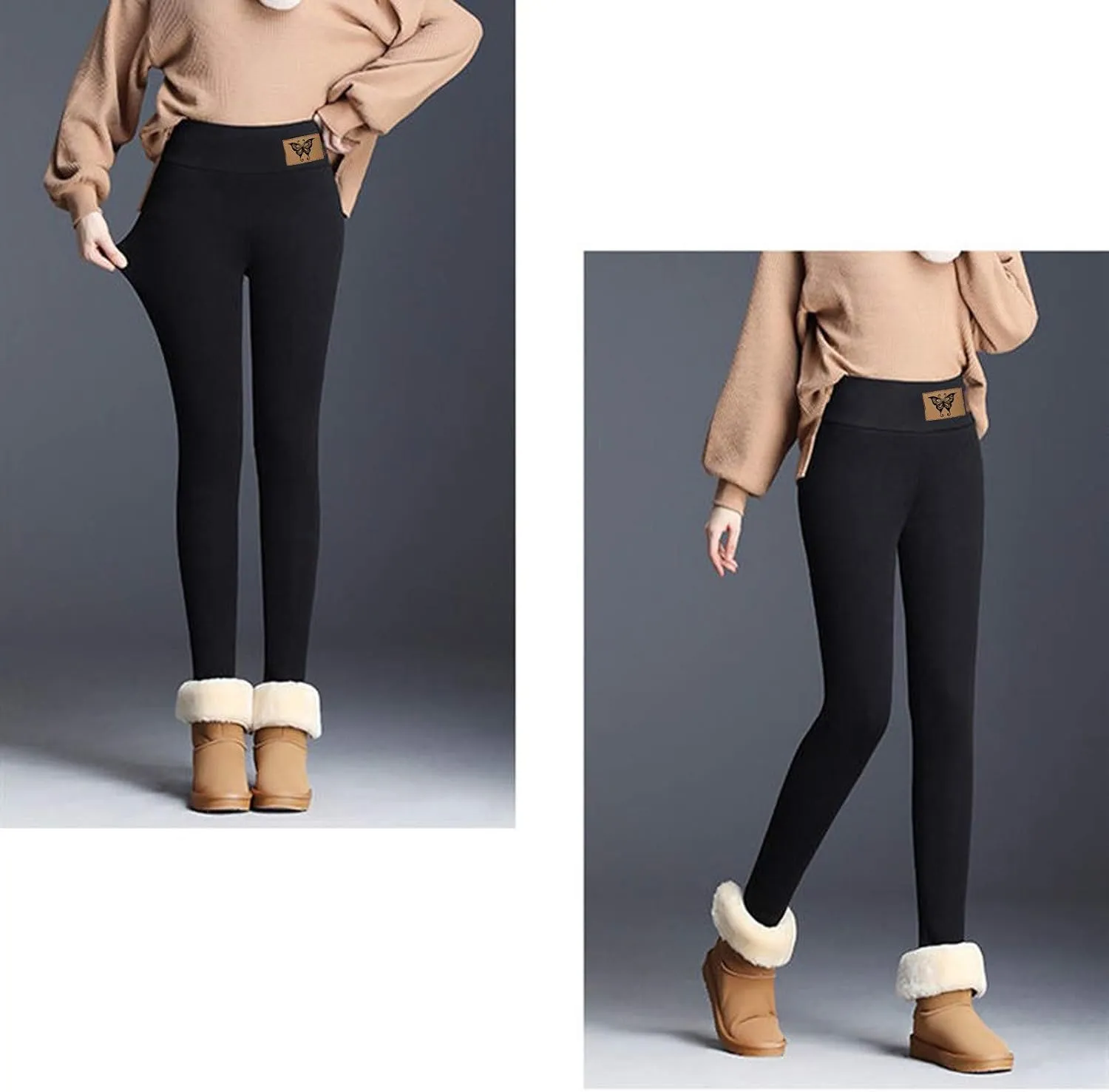 Fleece Lined Leggings for Women Thermal Tights High Waisted Soft Warm Sherpa Lined Lounge Winter Yoga Pants
