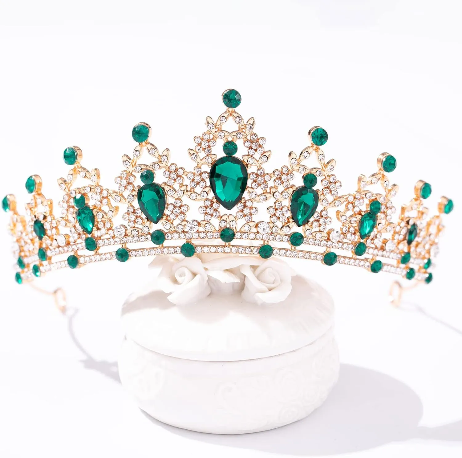 FORSEVEN Crystal Tiaras and Crowns for Women - Wedding and Birthday Party Princess Crown Hair Accessories - Bride Rhinestone Headband