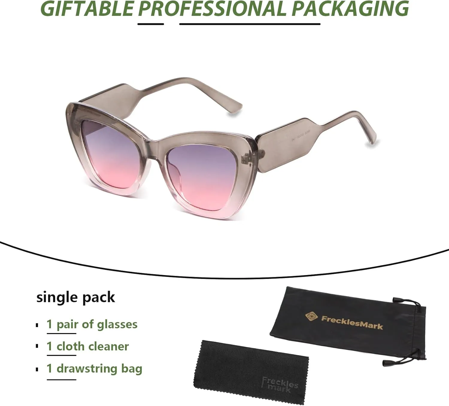 Freckles Mark Trendy Designer Sunglasses Womens Cute Fashion Square Cat Eye Sun Glasses