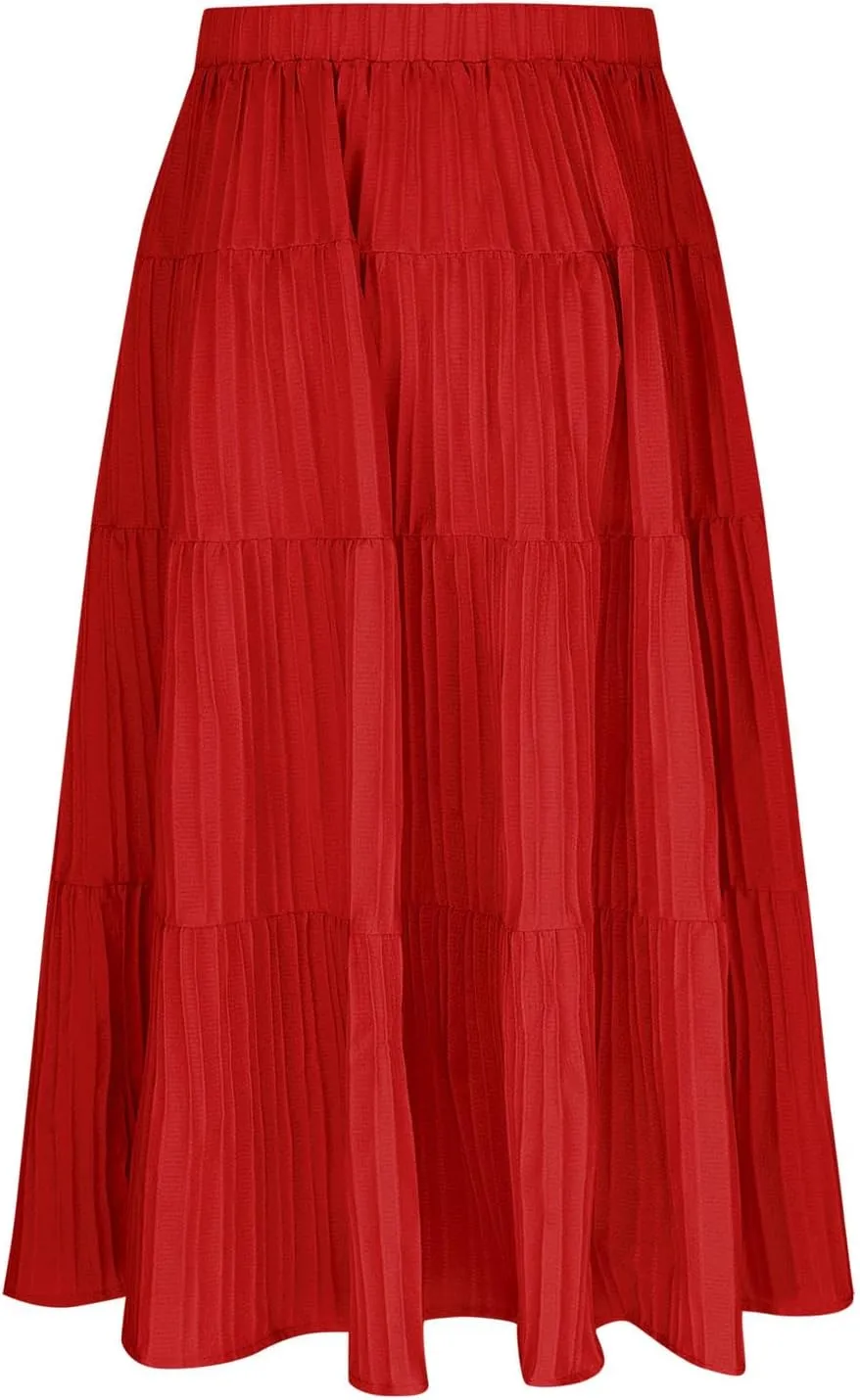 Girls Maxi Skirt Boho Casual Tiered High Waist A Line Flowy Long Skirt Kids Summer Swing Ankle Length Drawstring Skirts