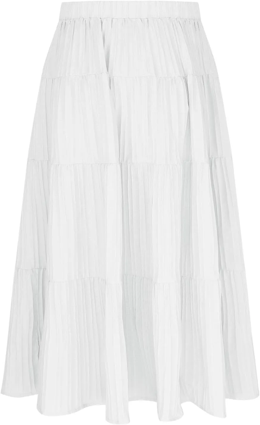Girls Maxi Skirt Boho Casual Tiered High Waist A Line Flowy Long Skirt Kids Summer Swing Ankle Length Drawstring Skirts