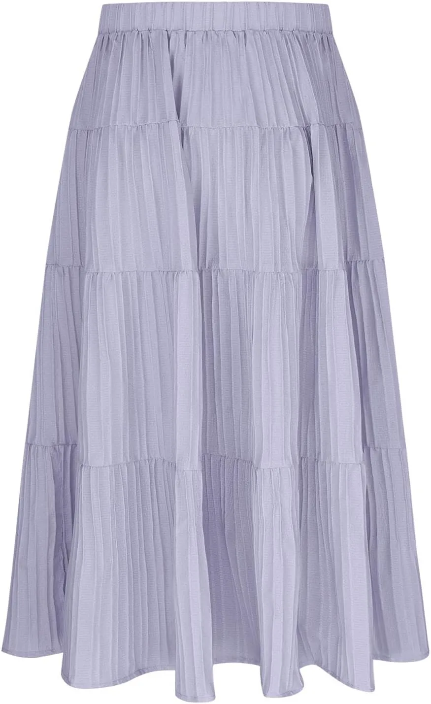 Girls Maxi Skirt Boho Casual Tiered High Waist A Line Flowy Long Skirt Kids Summer Swing Ankle Length Drawstring Skirts