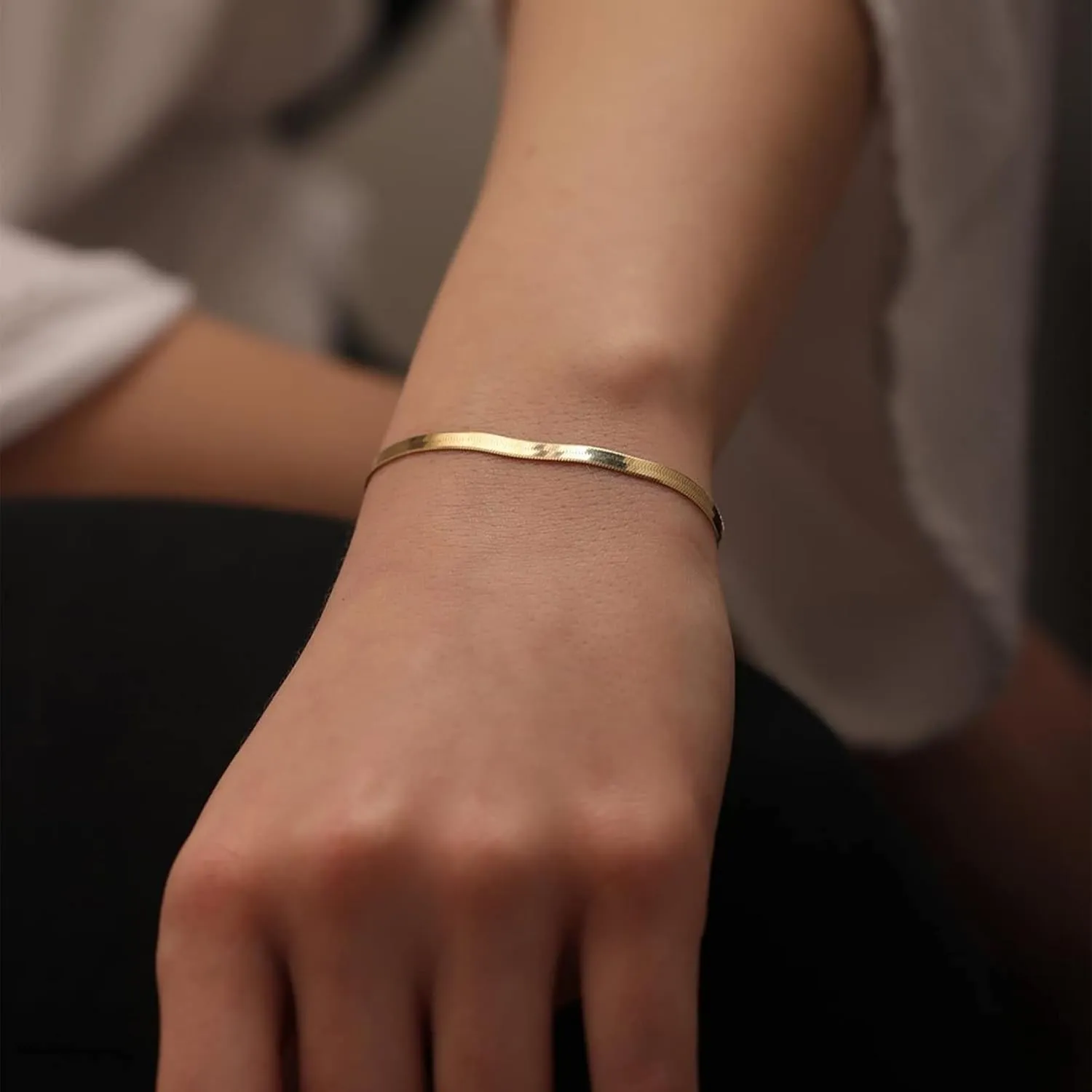 Gold Bracelet Set, 14K Gold Plated Bracelets for Women, Dainty Lip Chain, Long Bar Chain, Disc, Satellite, Cuban Link, Anklet, Pack Gifts for Women