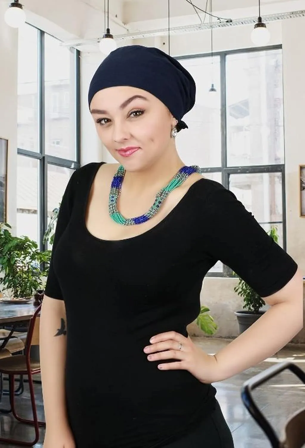 Hats Scarves & More Chemo Headwear Cancer Scarf 50  UPF Sun Protection Pre Tied Headscarf Head Coverings Cotton Celeste