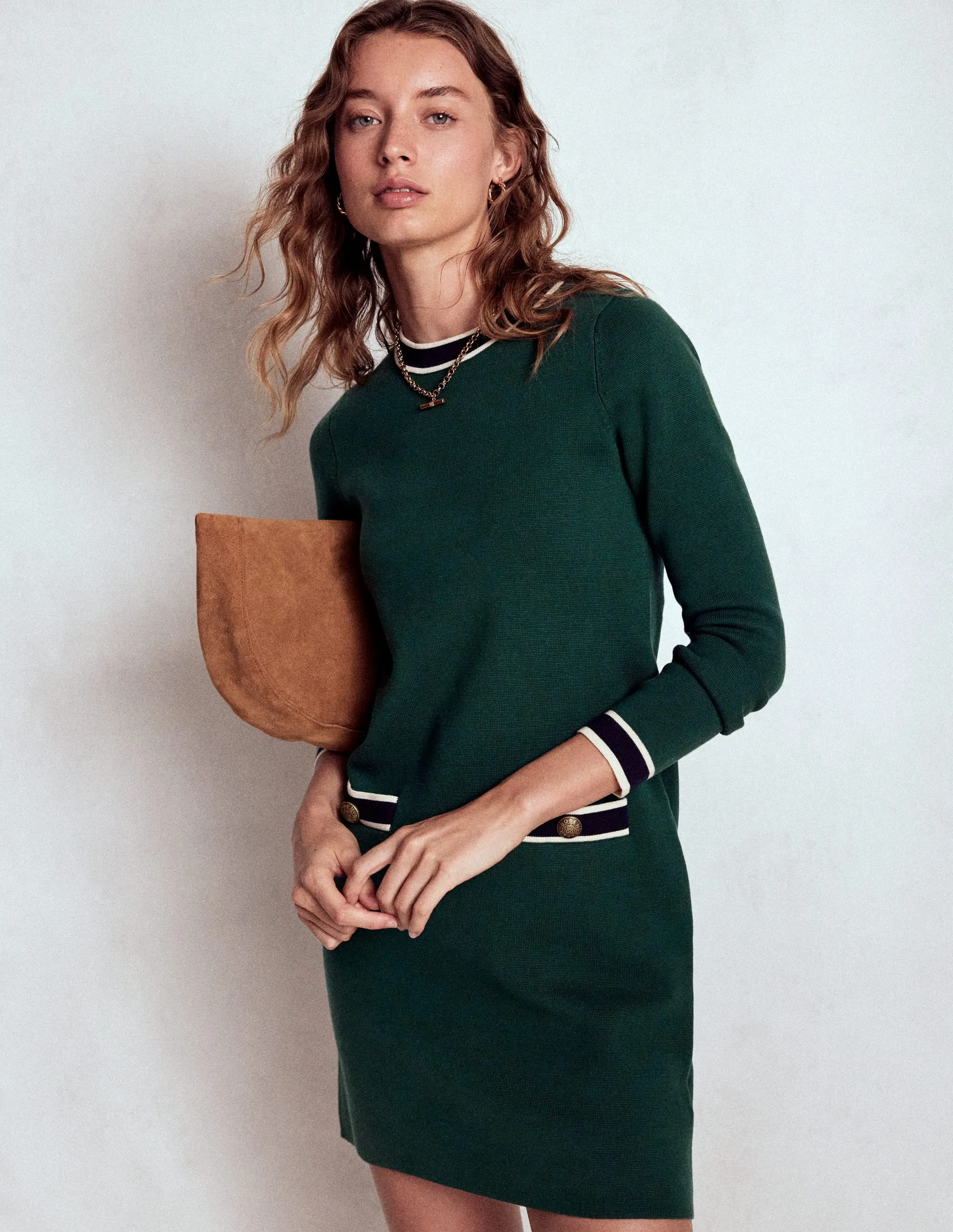 Holly Knitted Shift Dress-Emerald Night
