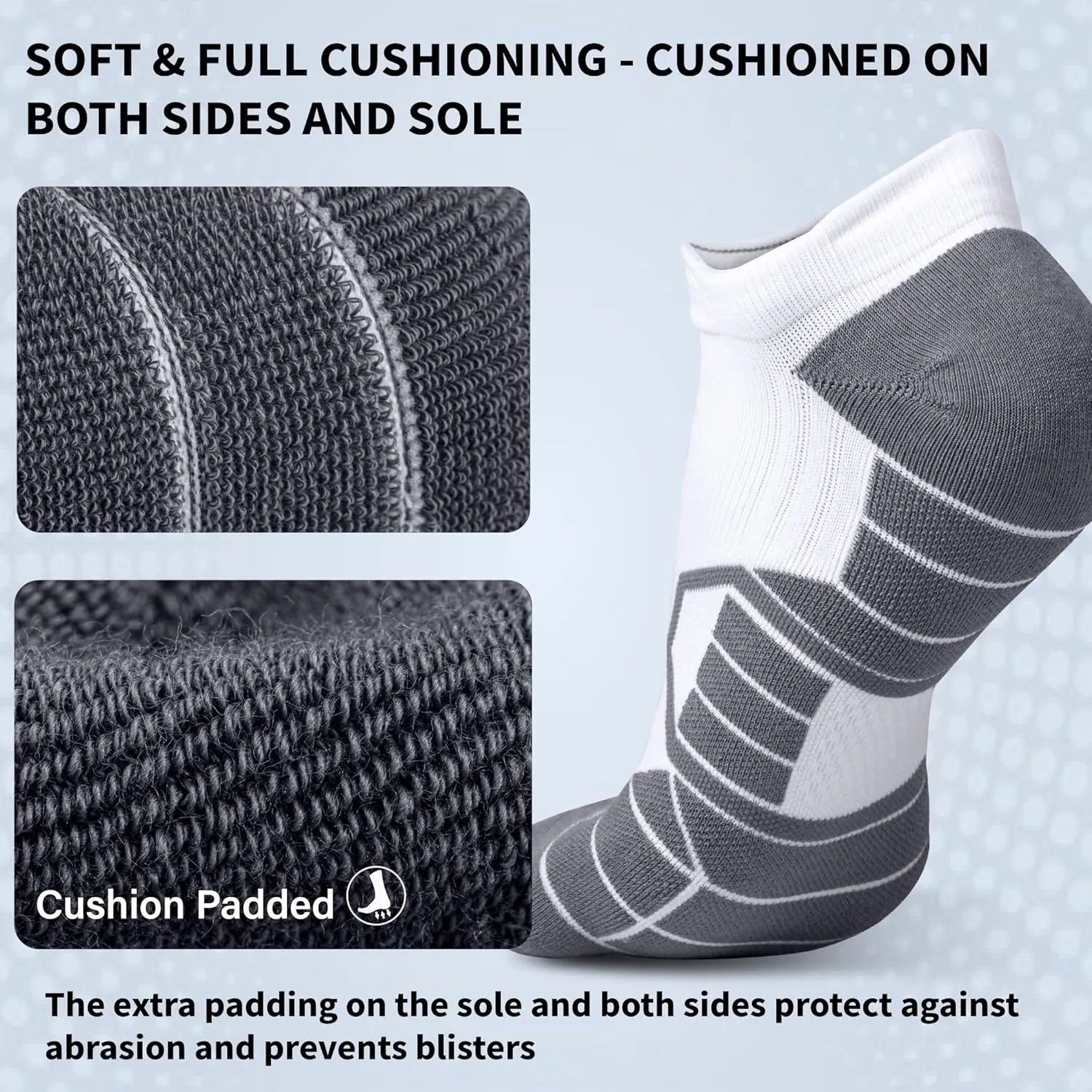 Hylaea Athletic Running Socks Cushion Padded Moisture Wicking Low Cut