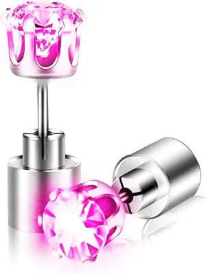 IC ICLOVER LED Earrings, Shiny Glowing LED Lighting Up Stylish Earring Studs Crown Shap Ear Drop Stud, Wedding Rave Dance Party Night Out Birthday Anniversary Decoration Present for Women Men -Purple