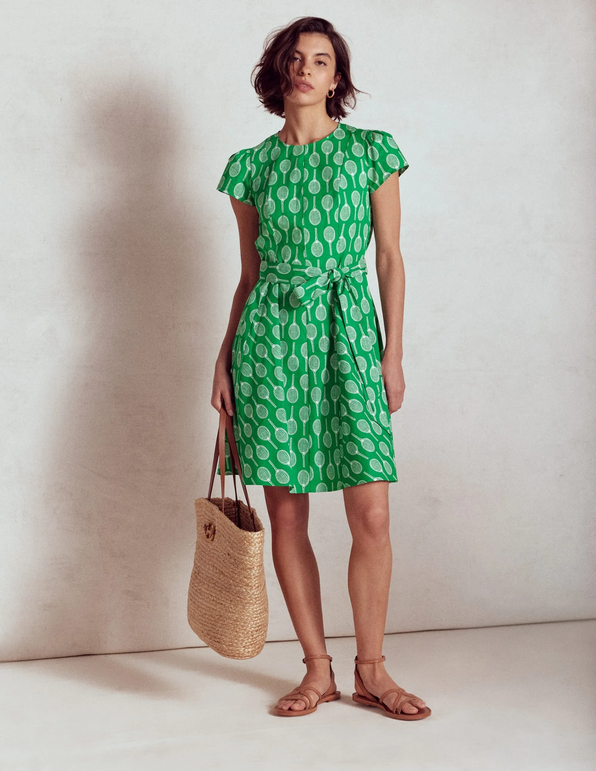 Imo Cotton Short Dress-Rich Emerald, Tennis