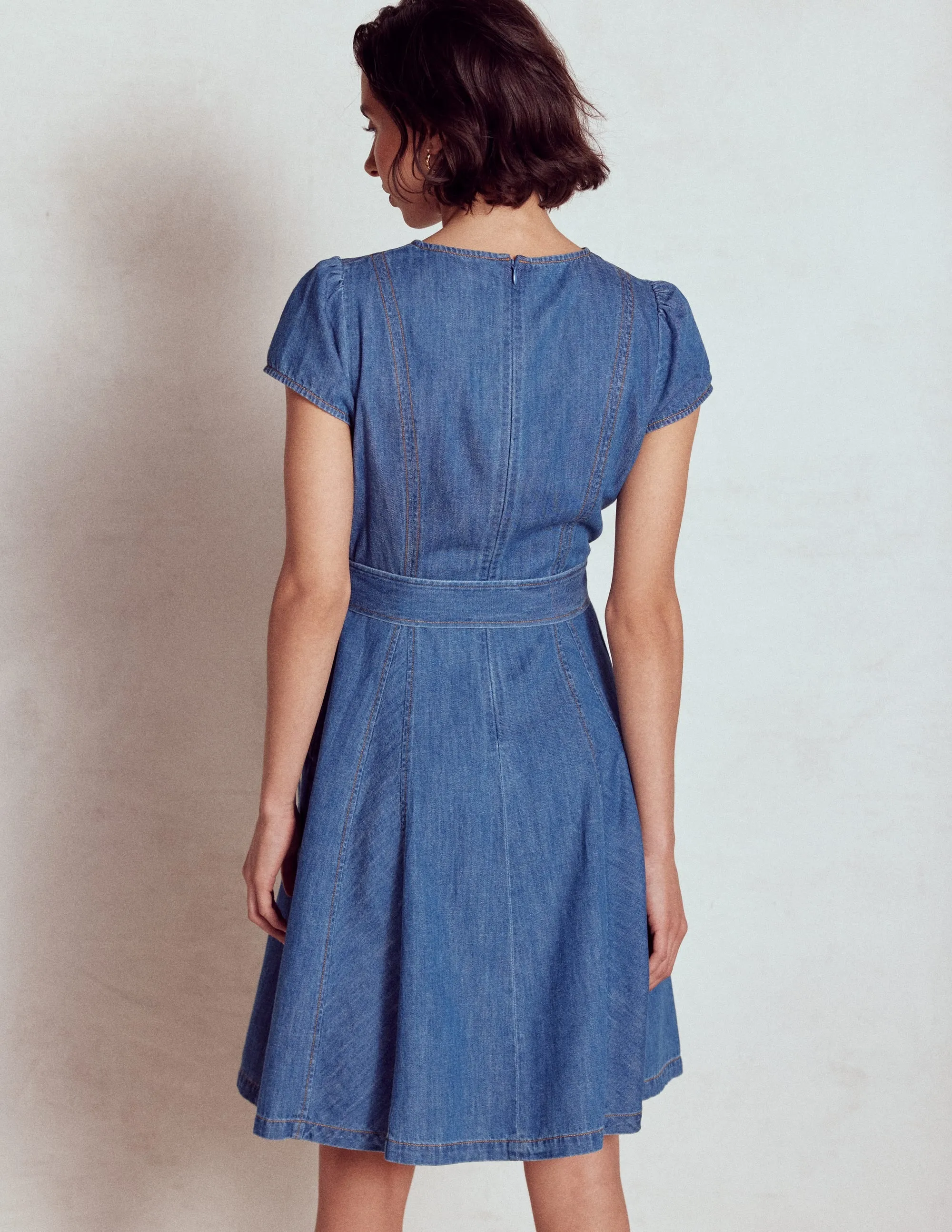 Imo Denim Short Dress-Mid Vintage Denim