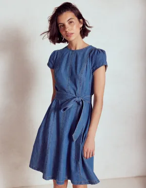 Imo Denim Short Dress-Mid Vintage Denim